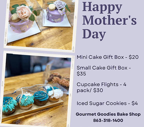 A logo of a cupcake with chocolate frosting.